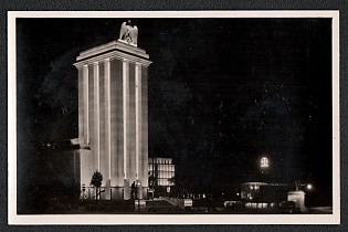1937 'International Exhibition in Paris. The German House (Night View)', Third Reich Nazi Propaganda Picture Postcard