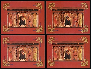 1985 Madonna and Child Enthroned with Saints by Taddeo Gaddi, Grenada, Souvenir Sheets