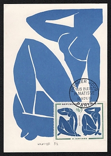 1961 (10 Nov) French Republic, 'Blue Nudes' by Henri Matisse, Picture Postcard franked with 0.65fr tied by 'Premier Jour Paris' Commemorative Cancellation