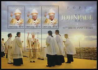 2010-2011 90th Birth Anniversary of Pope John Paul II, Grenada, Souvenir Sheet