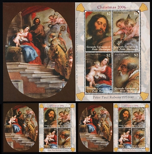 2006 Christmas, 'Saint Willibrord in Adoration before Mary Mother of God' by Rubens, Grenada Carriacou and Petite Martinique, Souvenir Sheets