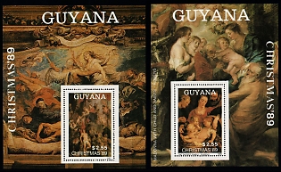 1989 Christmas, Paintings by Rubens, Co-operative Republic of Guyana, Souvenir Sheets