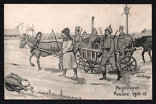 1914-15 'Panjewagen, Russia 1914-15', German Empire WWI German Anti - Semitic Picture Postcard