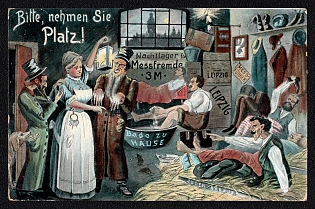 'Night Lodging Scenes', German Empire, German Anti - Semitic Picture Postcard