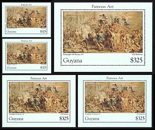 1996 Famous Art, 'Triumph of Henry IV' by Rubens, Co-operative Republic of Guyana, Souvenir Sheets