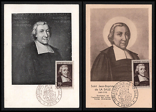 1951 (28-29 Apr) French Republic, 'Jean-Baptiste de La Salle', Picture Postcards franked with 15f tied by 'Tricentenary of St. Jean-Baptiste de La Salle' Commemorative Cancellation, Thematic Group