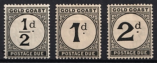 1923 Gold Coast, British Colonies, Postage Due stamps, Yellowish Paper