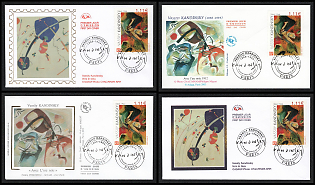 2003 (5 Jul) French Republic, 'Paintings by Wassily Kandinsky', First Day Covers franked with 1.11€ tied by 'Premier Jour Paris Wassily Kandinsky 1866-1944' Commemorative Cancellations, Thematic Group
