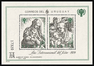1979 International Year of the Child, Albrecht Durer, Oriental Republic of Uruguay, Airmail, Souvenir Sheet, Plate Number