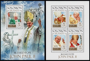 2013 Blessed Pope John Paul II, Pope Francis, Solomon Islands, Souvenir Sheets