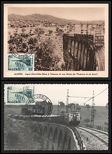 1957 (24 Mar) French Algeria, French Colonies, 'Electrified Line Bone to Tebessa and to the Mines of l'Ouenza and du Kouif', First Day Picture Postcards franked with 40f tied by 'Algeria Bona' Commemorative Cancellations, Thematic Group