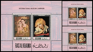 1968  International Museum Campaign, Masterpieces from the National Gallery London, Emirate of Ras Al Khaimah (United Arab Emirates), Souvenir Sheets