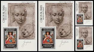 1973 500th Anniversary Birth of Raphael, 'The Garvagh Madonna' by Raphael, Turks and Caicos Islands, Perforated Souvenir Sheets