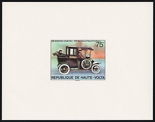 1975 75f 100th Anniversary of the Birth of Winston Churchill, Paul Gauguin, Republic of Upper Volta (Burkina Faso), Imperforate Proof Sheetlet