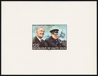 1975 125f 100th Anniversary of the Birth of Winston Churchill, Paul Gauguin, Republic of Upper Volta (Burkina Faso), Imperforate Proof Sheetlet