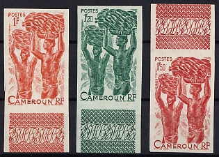 1946 Definitive Stamps: Native Pictures, Republic of Cameroon, Imperforate Variety, Margins