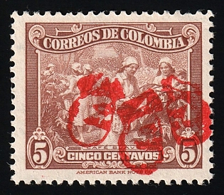 1945 Allied Political Leaders in World War II, Republic of Colombia, INVERTED Overprint