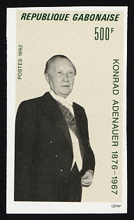 1992 25th Anniversary of the Death of Konrad Adenauer, Gabonese Republic, Imperforate Variety