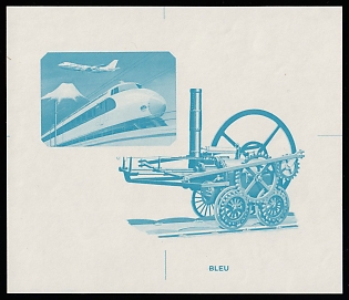 1972 Locomotives, Ajman (United Arab Emirates), Airmail, Imperforate Trial Color Proof