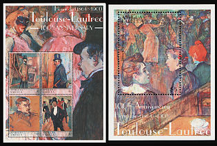 2001 The 100th Anniversary of the Death of Henri de Toulouse-Lautrec, Antigua and Barbuda, Souvenir Sheets, Complete Set