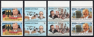 1992 25th Anniversary of the Death of Konrad Adenauer, Grenadines of Saint Vincent, Marginal Pairs, Complete Set, Specimens