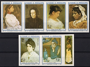 1982 Paintings of Women by Pablo Picasso, Christmas, Democratic Republic of Sao Tome and Principe, Imperforate Strips, Complete Set