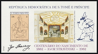 1982 100th Anniversary of the Birthday of Igor Stravinsky, Democratic Republic of Sao Tome and Principe, Imperforate Souvenir Sheet