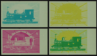 1972 The 100th Anniversary of Japanese Railways, Republic of Equatorial Guinea, Imperforate Trial Color Proofs, Margins