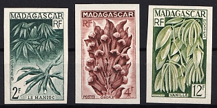 1957 Definitive Stamps: Flora, Fauna and Landmarks, Republic of Madagaskar, French Colony, Imperforate Color Trial Proofs, Complete Set