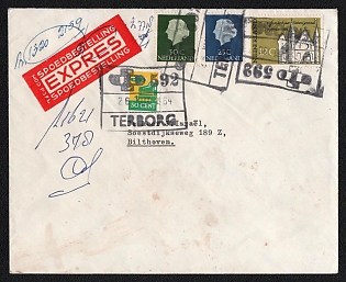 1964 (26 Mar) Netherlands, Express Delivery Cover from Terborg to Bilthoven franked with 12c, 25c, 50c