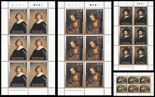 2003 Paintings by Rembrandt Van Rijn (1606-1669), Grenadines of Saint Vincent, Blocks of Six, Complete Set, Color Code on Margins