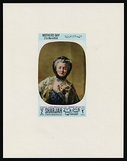 1968 2r Mother's Day. Paintings, Sharjah (United Arab Emirates), Airmail, Imperforate Proof Sheetlet