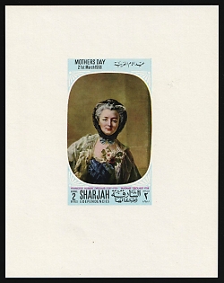 1968 2r Mother's Day. Paintings, Sharjah (United Arab Emirates), Airmail, Imperforate Proof Sheetlet