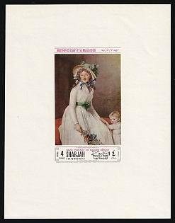 1968 4r Mother's Day. Paintings, Sharjah (United Arab Emirates), Airmail, Imperforate Proof Sheetlet
