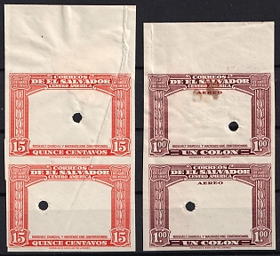 1948 3rd Anniversary of Death of US President Franklin D. Roosevelt, Republic of El Salvador, Airmail, Imperforate Proofs, Margins