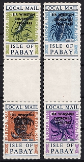 1965 Marine Life, Chirchill Memorial Overprint, Isle of Pabay (Scotland, Great Britian), Local Post, Gutter, Se-tenant
