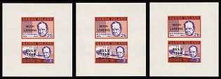 1969 Sir Winston Chirchill Memoriam, Overprint 'July 1969 Moon Landing', Sanda Island (Scotland, Great Britian), Local Post, Cinderella, Imperforate Pairs