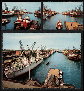 Federal Republic of Germany, 'Port of Bremen', Airmail Postal Stationary Picture Postcards franked with 2pf and 10pf, Thematic Group, Mint