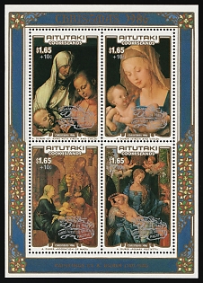 1986 Christmas, Paintings by Albrecht Durer, Aitutaki, Cook Islands, Souvenir Sheet
