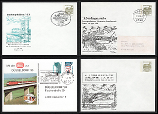 1983-1990 Federal Republic of Germany, 'Railway', Commemorative Postal Stationary Covers and Postcard franked with 5pf, 20pf, 80pf, Thematic Group