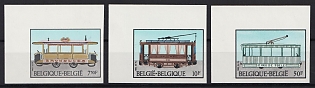 1983 Historic Trams and Streetcars, Kingdom of Belgium, Complete Set, Marginal Corner Imperforate Variety