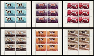 1970 Dogs Series, Overprint '5th Anniversary of the Death of Sir Winston Chirchill', Stroma Island (Scotland, Great Britin), Cinderella, Blocks of Six