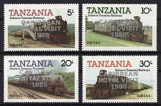 1986 Locomotive Series, United Republic of Tanzania, Silver Overprints