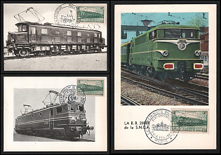 1946-196_ French Republic, 'Philatelic Exhibition of Railway Workers. Paris', Commemorative Picture Postcards franked with 30c, Thematic Group