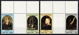 1984 Easter: Paintings, Grenada Grenadines, Marginal Gutter, Se-tenant, Complete Set, RARE