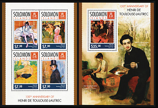 2014 The 150th Anniversary of Henri de Toulouse-Lautrec, Solomon Islands, Souvenir Sheets