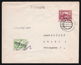 1919 (20 Nov) Czechoslovakia, Commercial Cover franked with 3h and 5h tied by 'Vrsovice' Cancellation