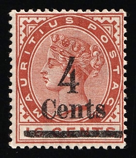 1900 4c on 16c Mauritius, British Colonies, Queen Victoria
