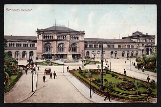 1913 German Empire, Germany, 'Hannover. Train Station', Postal Stationary Picture Postcard franked with 3pf, Mint