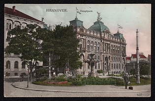 1913 German Empire, Germany, 'Hannover. Main Post Office', Postal Stationary Picture Postcard franked with 5pf, Mint